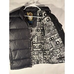 Vintage "Dub 68 Remix Series" Rapper Black Short Sleeve Puffer Jacket Men's L